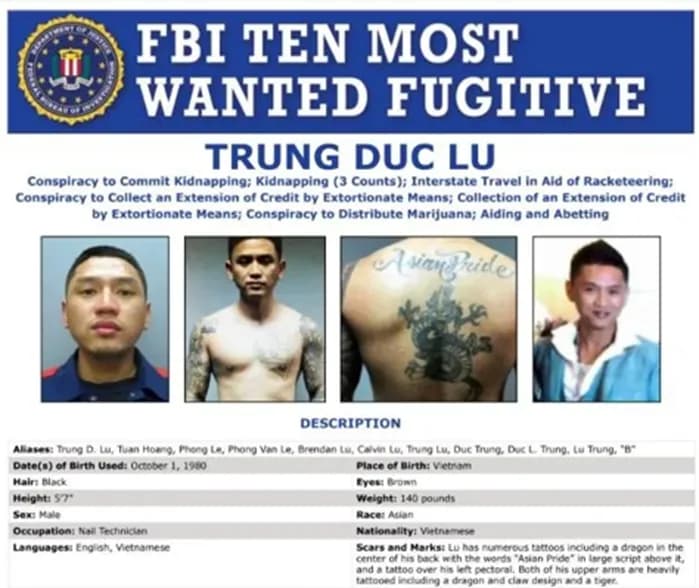 FBI treo thưởng 1 triệu USD truy tìm nghi phạm giết người Trung Duc Lu